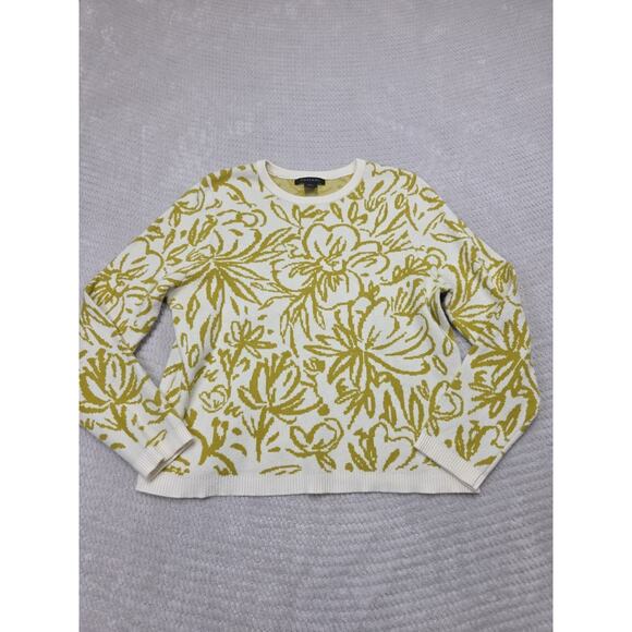 Tahari Sweaters - Tahari Sweater Womens XL Cream & Green Floral Hawaiian Print